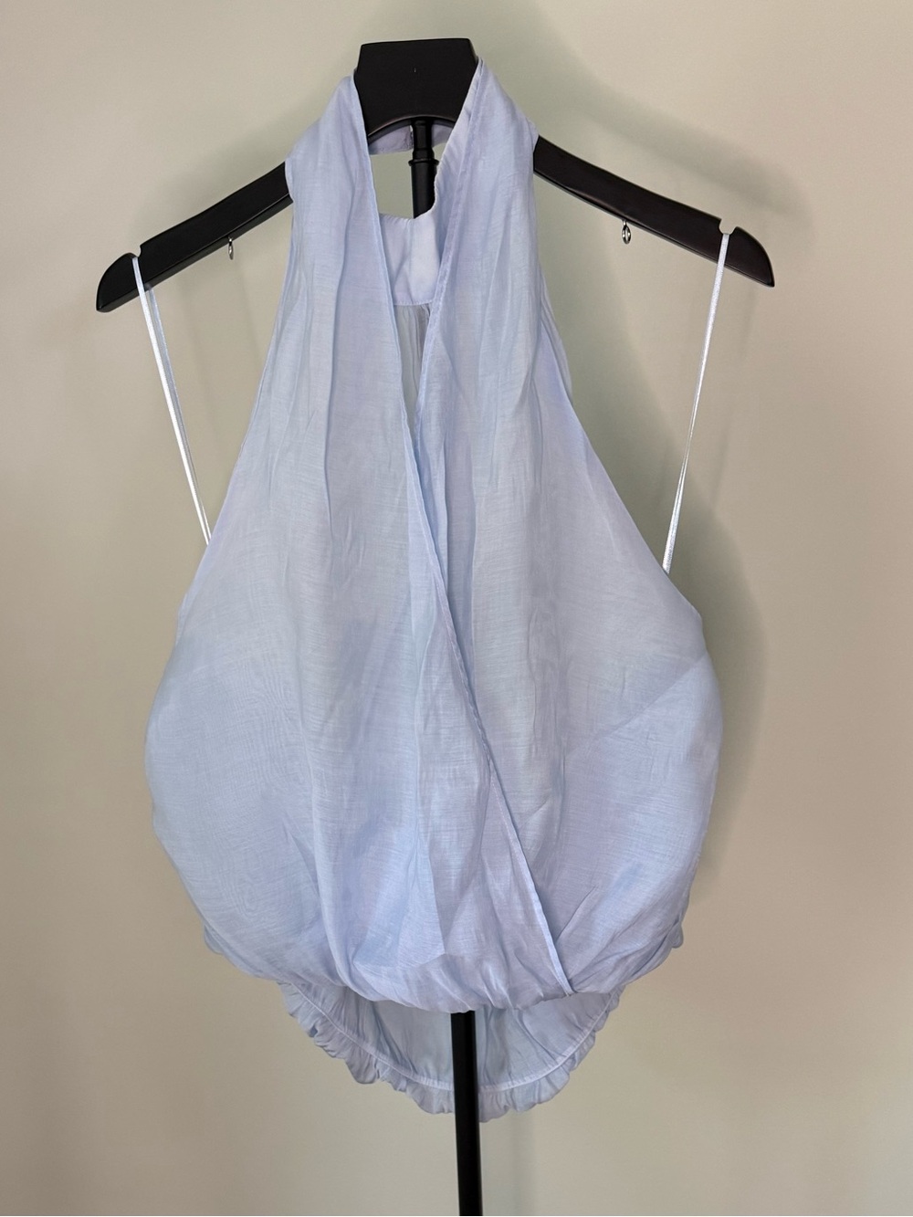 Anthropologie Pale Blue Draped Halter Blouson Camisole